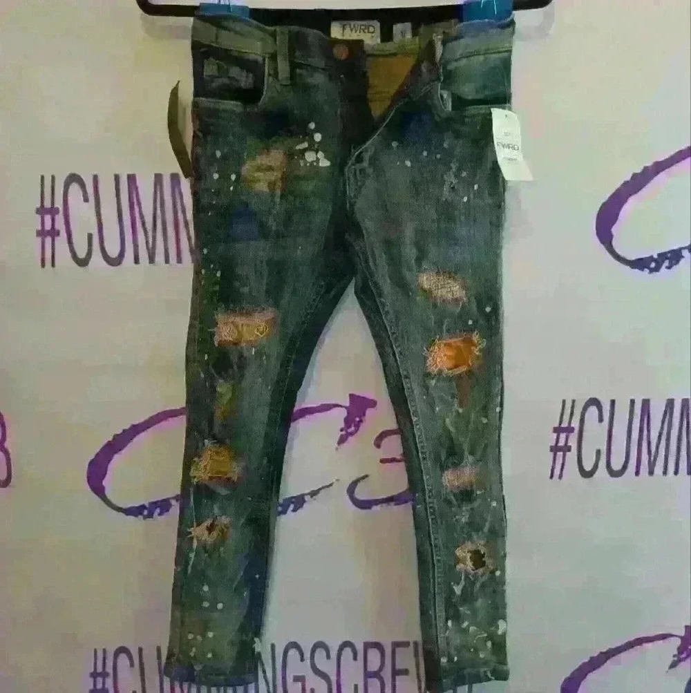 boys brand new slim fit Urban jeans Forward Denim Paint Splatter size 12 - Picture 2 of 16